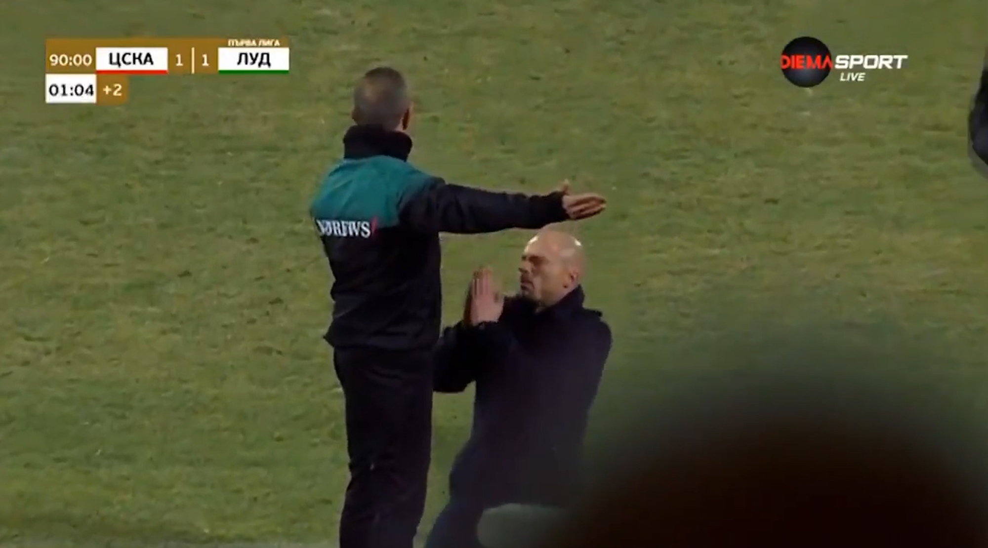 Read more about the article British CSKA Sofia Coach Begs Ref On Knees For More Time