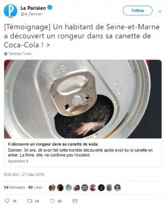Read more about the article Frenchman Claims He Found Rodent In His Coca Cola Can