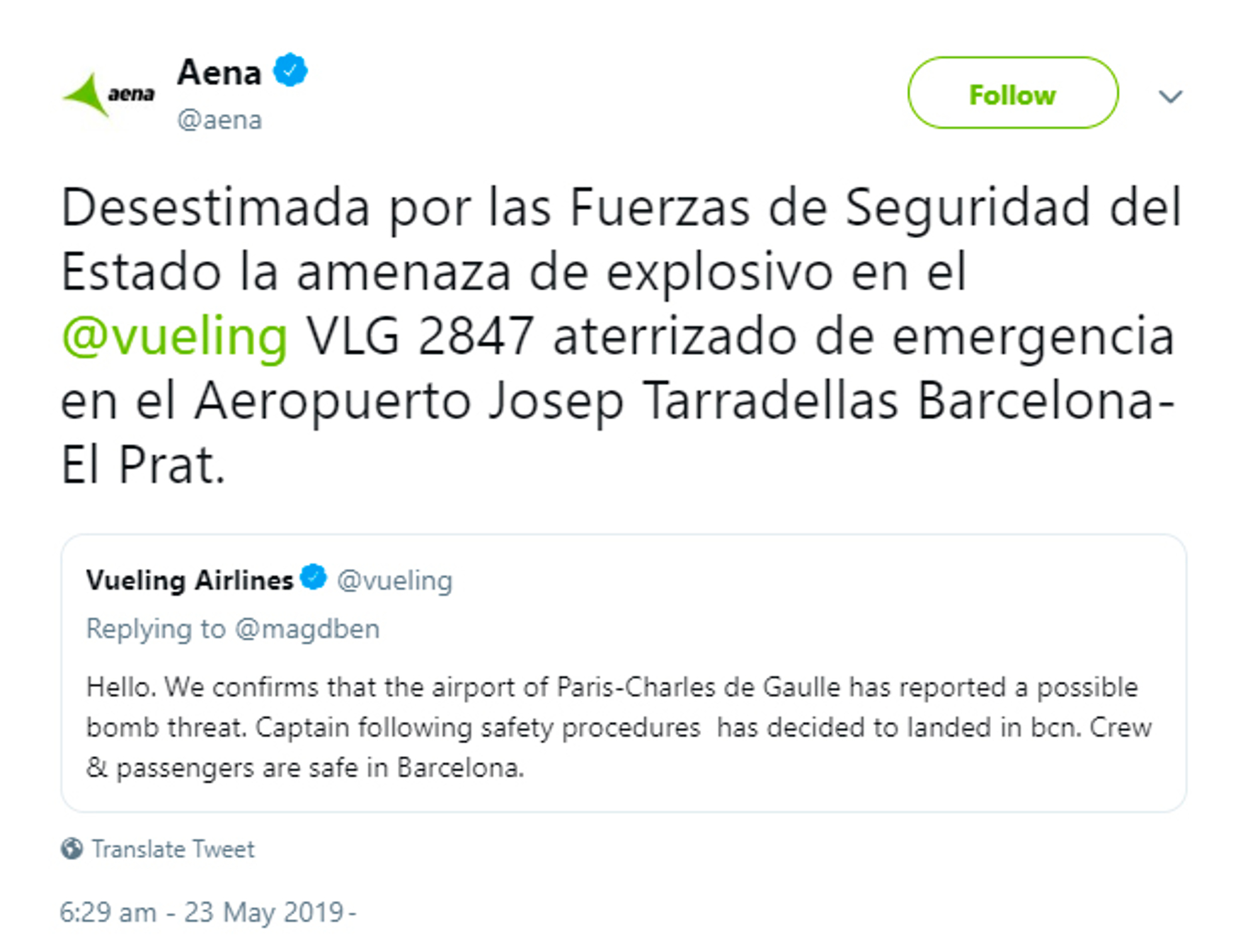 Read more about the article Bomb Threat Forces Vueling Ibiza Plane Emergency Landing
