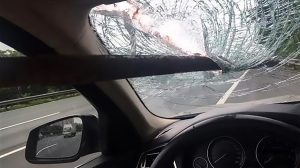 Read more about the article Flying Metal Pipe Smashes BMW Windscreen On Motorway