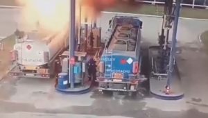 Read more about the article Movie-Style Moment Tanker Explodes In Petrol Station