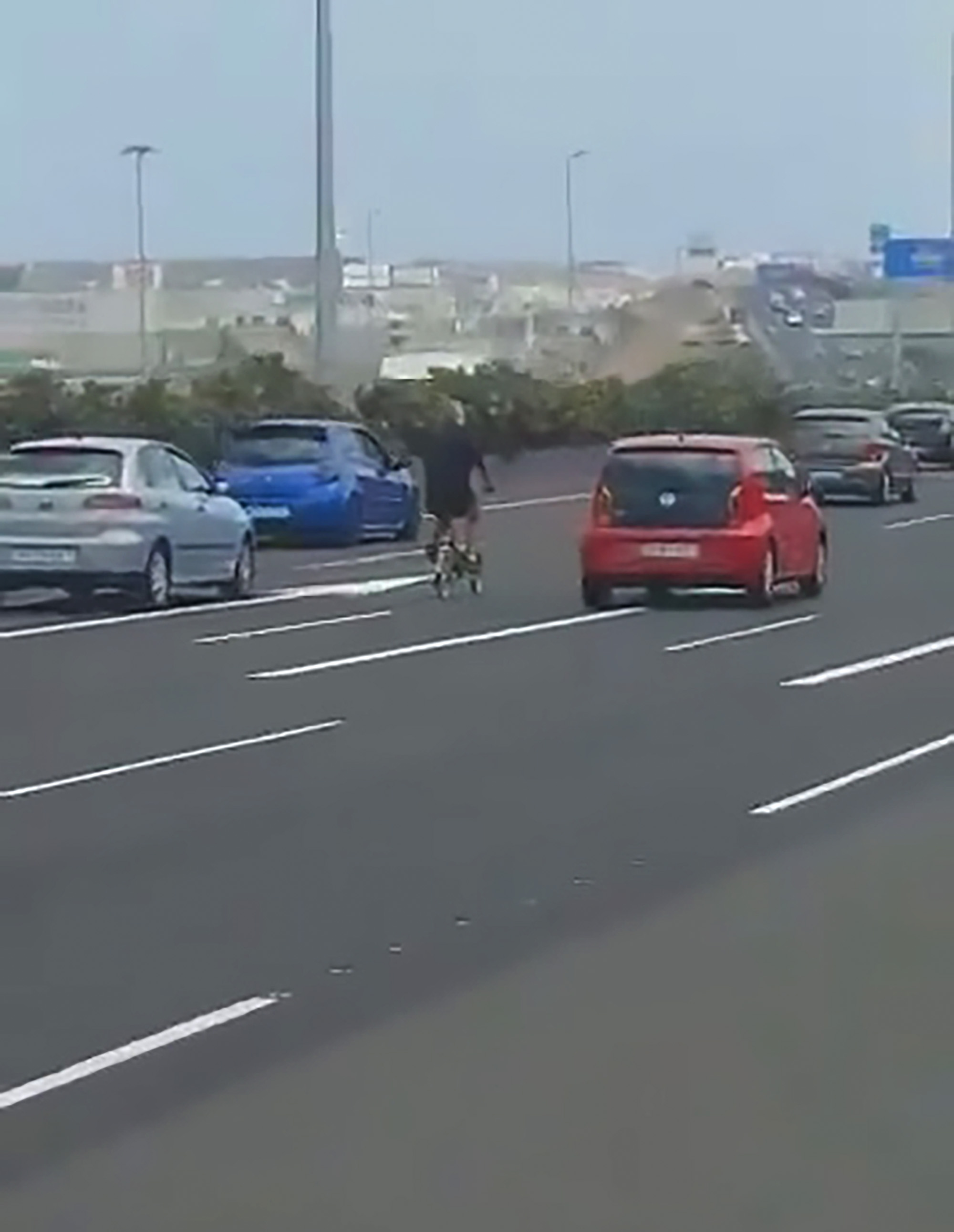 Read more about the article Cyclist Risks Life On Busy Motorway In Gran Canaria