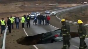 Read more about the article VW Plunges Into Huge Sinkhole On Motorway Slip Road