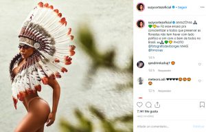 Read more about the article Miss BumBum Suzy Cortez Wears Headdress To Save Amazon