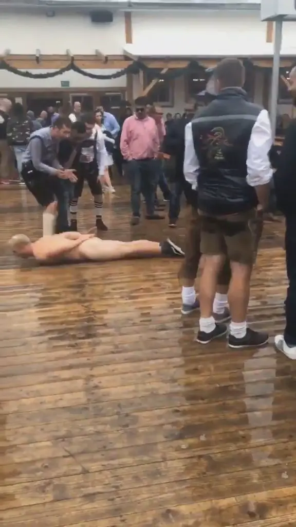 Naked Boozer Slides Across Wet Floor In Oktoberfest Tent Viraltab