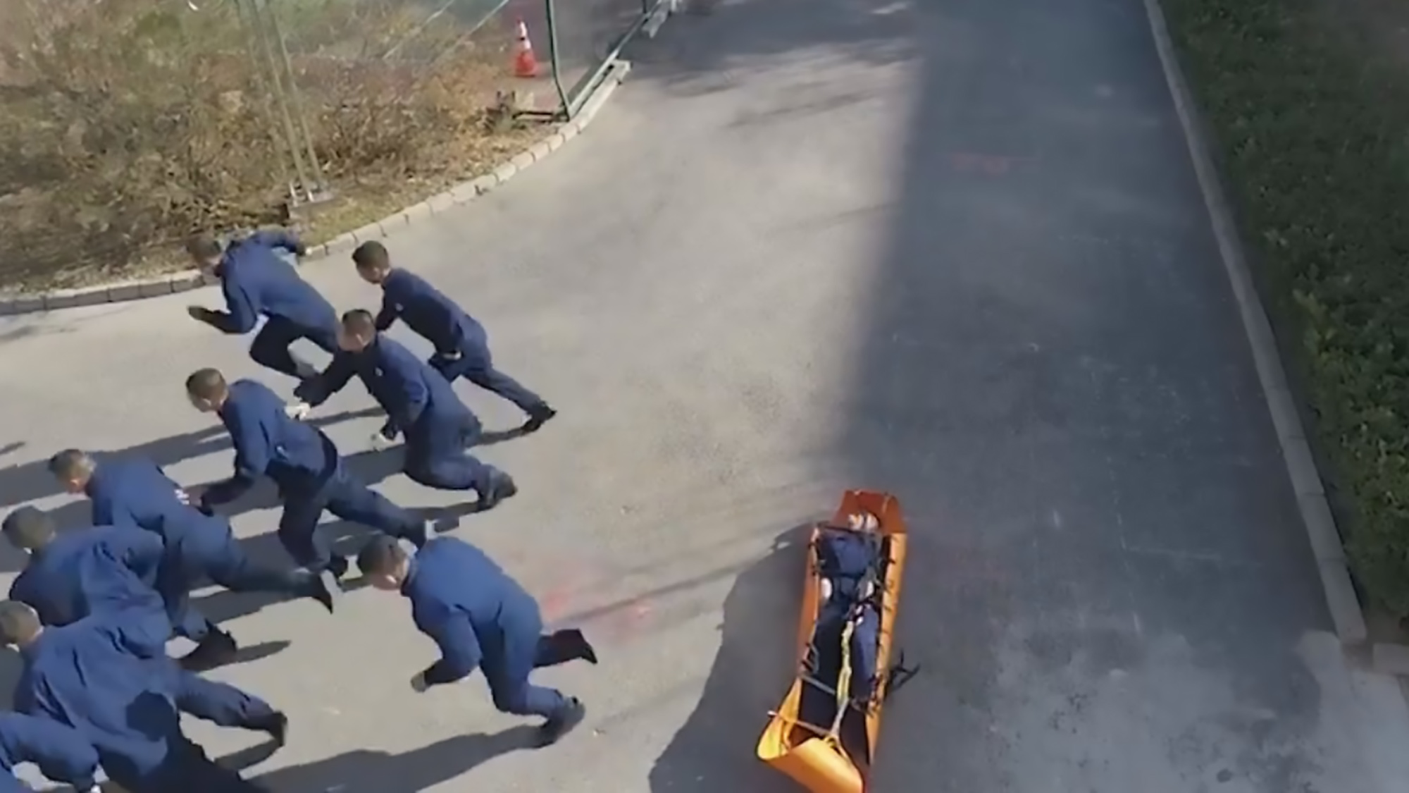 Read more about the article Training Fireman Stuck In Stretcher As Pals Rush To Fire