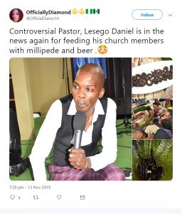 Read more about the article Pastor Dishes Out Millipedes And Beer As Eucharist