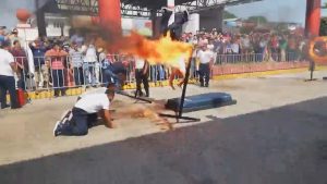Read more about the article Cop Bursts Into Flames After Parade Fire Bar Jump Fail