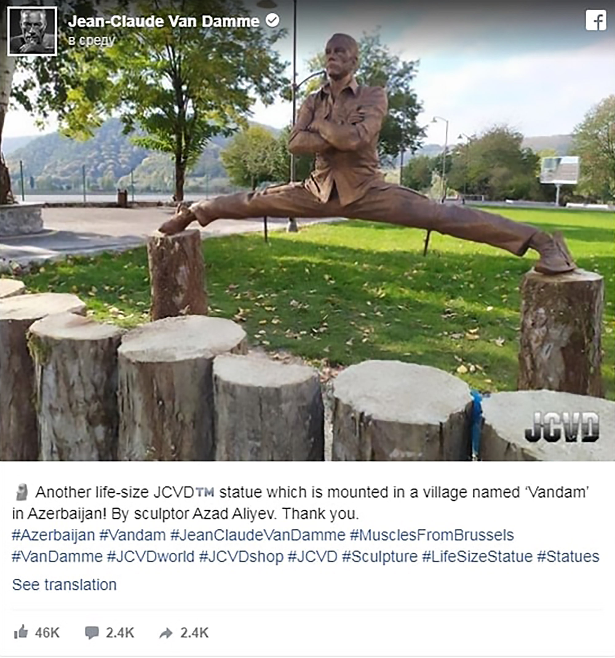 Read more about the article Van Damme Statue Erected In Azerbaijan Village Of Vandam