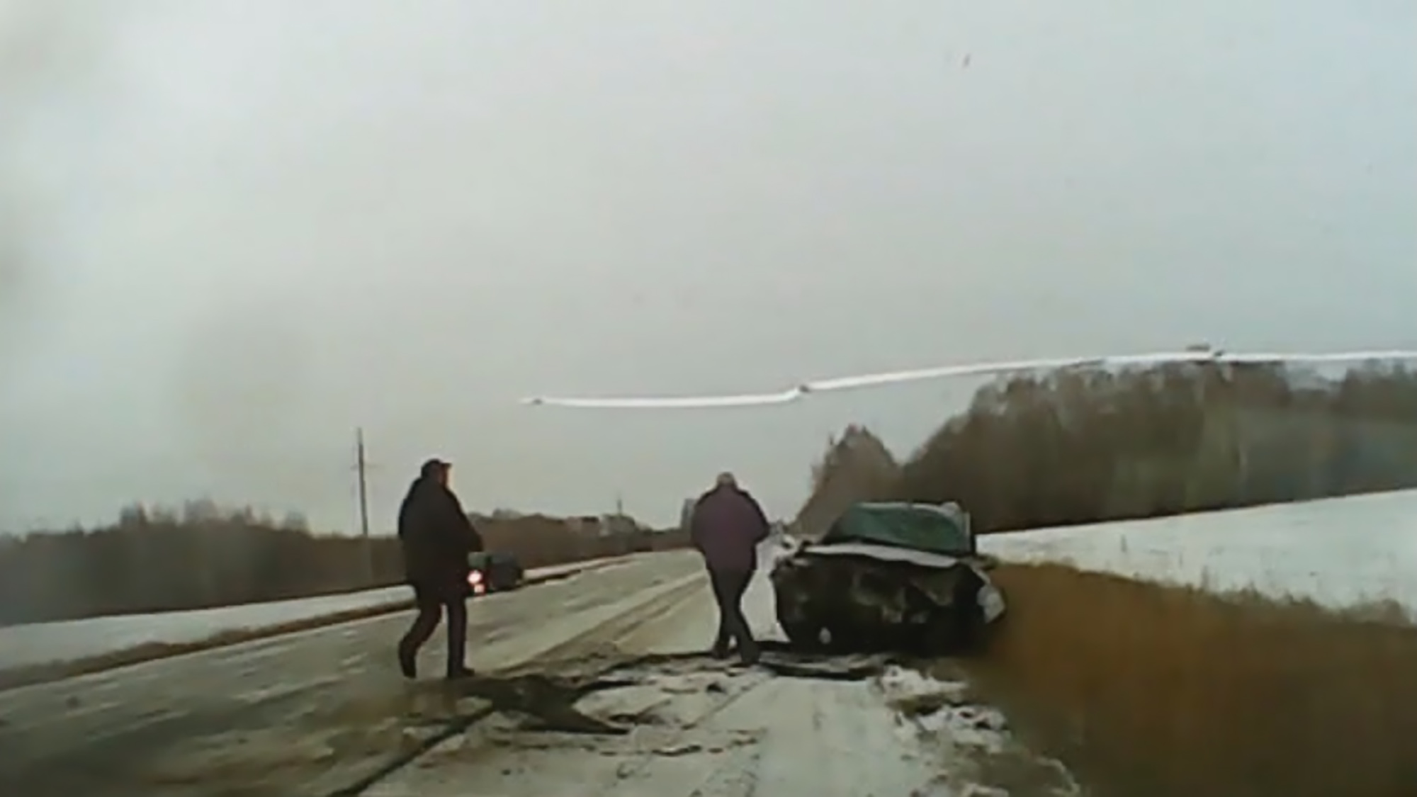 Read more about the article Out-Of-Control Car In Head-On Collision Along Icy Road