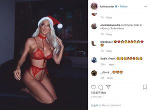 Read more about the article Serbian Kim K Wows As Sexy Santa In Lacy Red Get Up