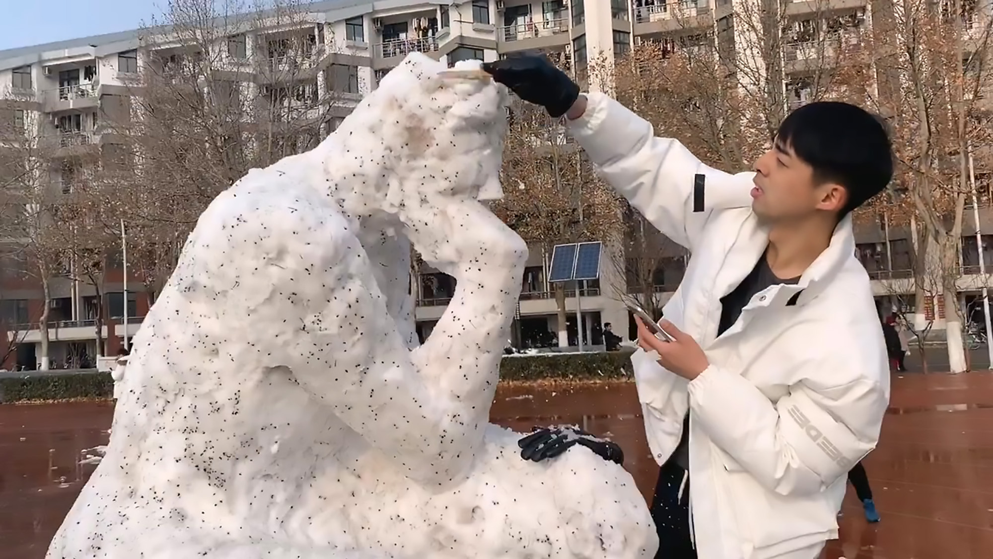 Read more about the article 15m Views: Student Sculpts Famous Artwork Out Of Snow