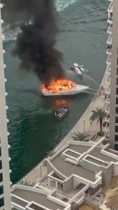 Read more about the article Firefighters Battle Yacht Blaze In Dubai Marina