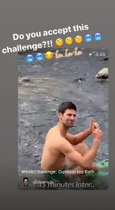 Read more about the article Djokovic Challenges His Fans To An Ice Cold River Bath