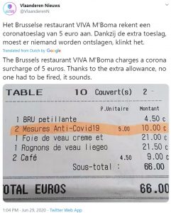 Read more about the article Brussels Eatery Charging COVID Tax To Diners