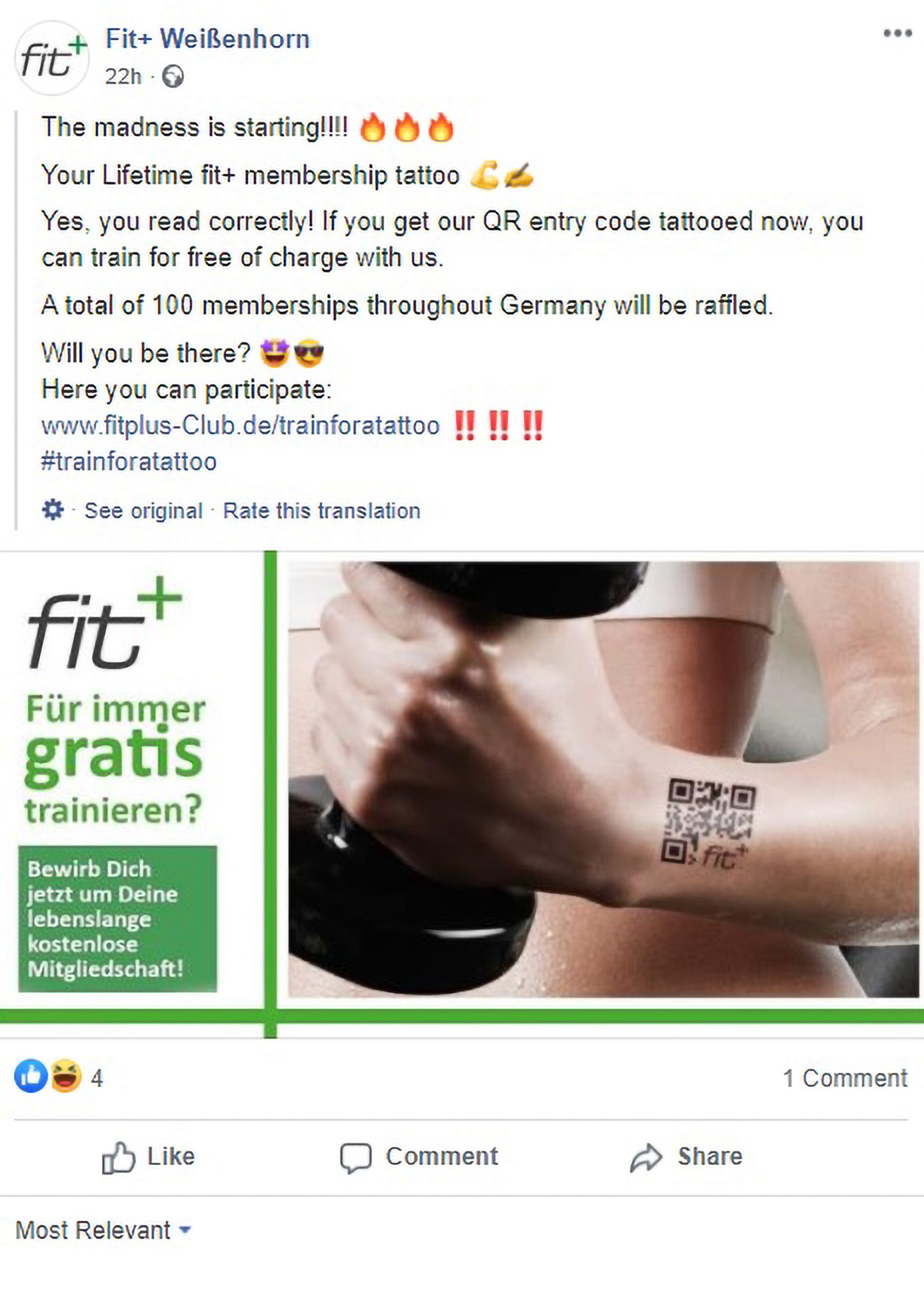 Read more about the article Lifetime German Gym Membership But Only With QR Tattoo