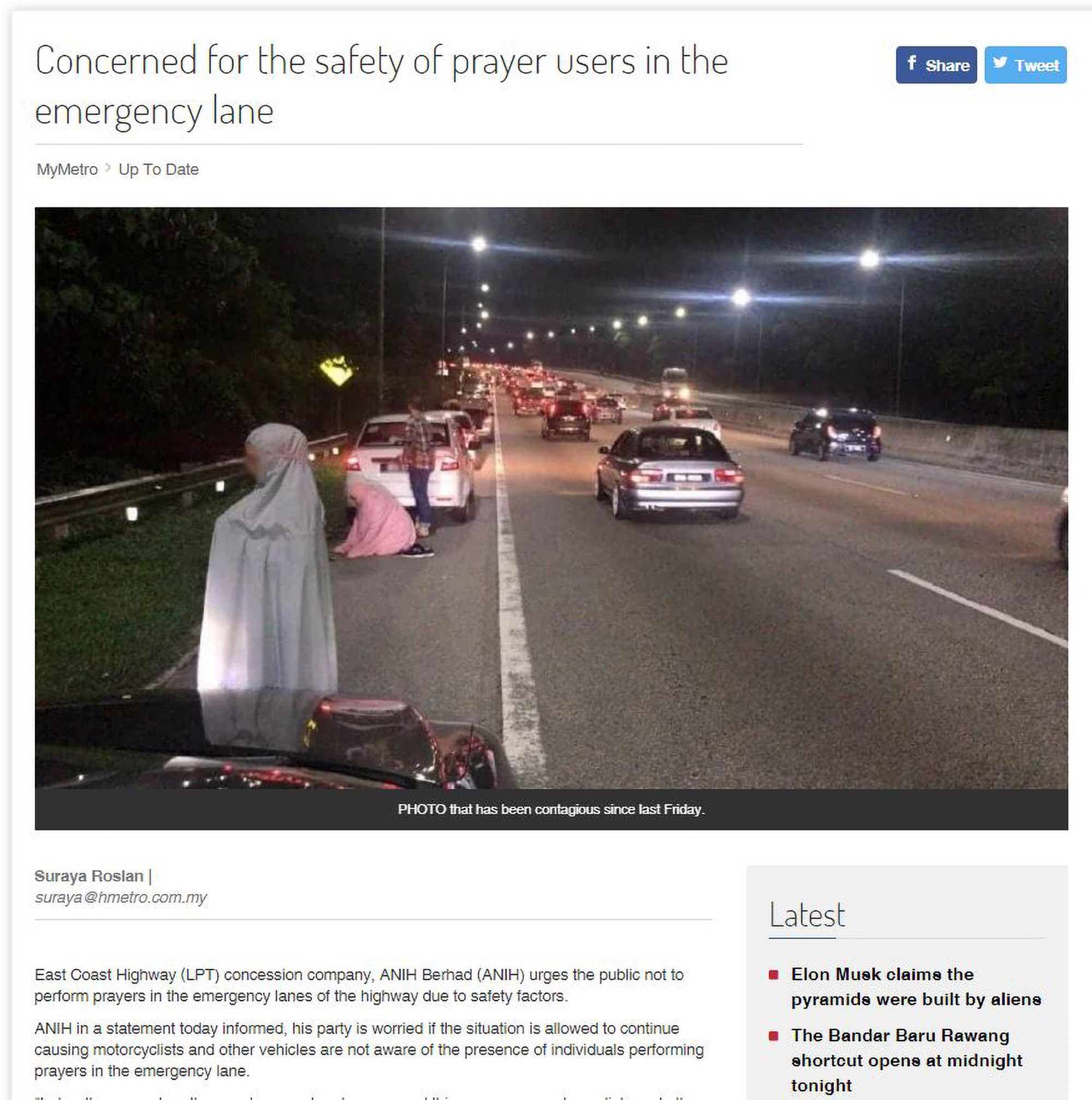 Read more about the article Muslims Asked To Not Pray On Hard Shoulder During Jams
