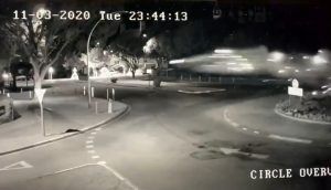 Read more about the article Moment Speeding Car Flies Over Roundabout In Flurry Of Sparks