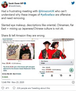 Read more about the article Amazon Slammed For Promoting China Costumes With Yellowface Models