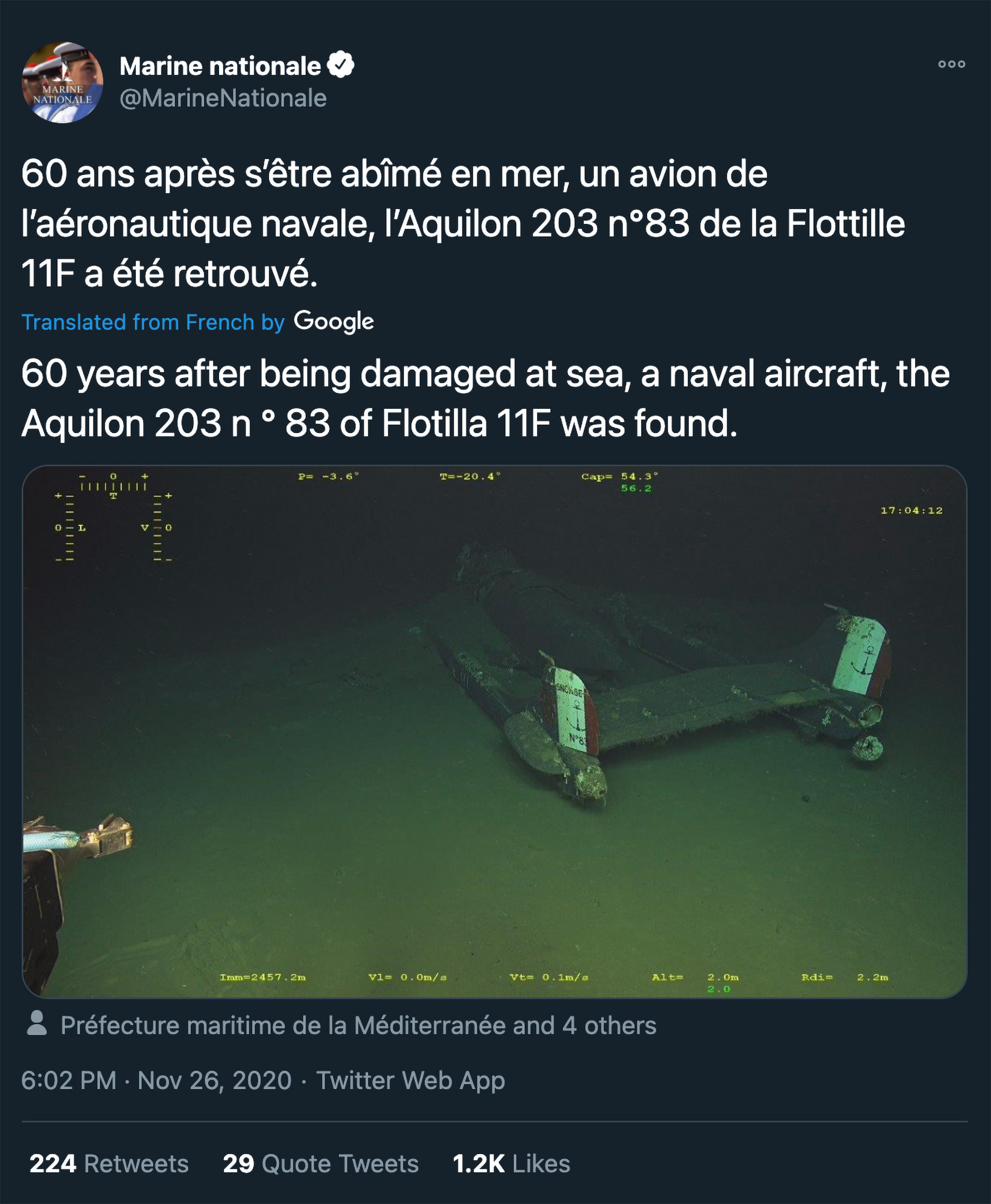 Read more about the article French Plane Missing for 60 Years Discovered By Chance At Bottom of The Sea