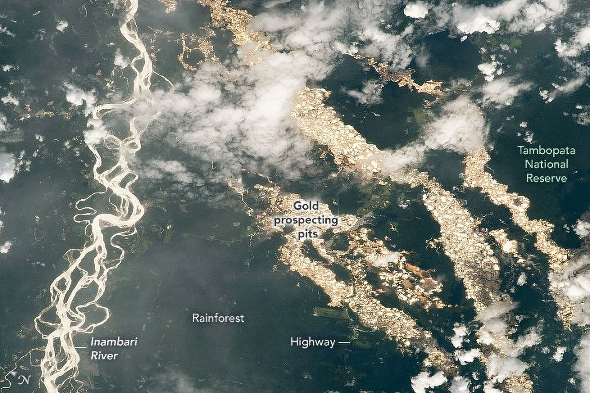 Read more about the article NASA Image Of Gold Rivers In Peru Actually Damage From Illegal Mining