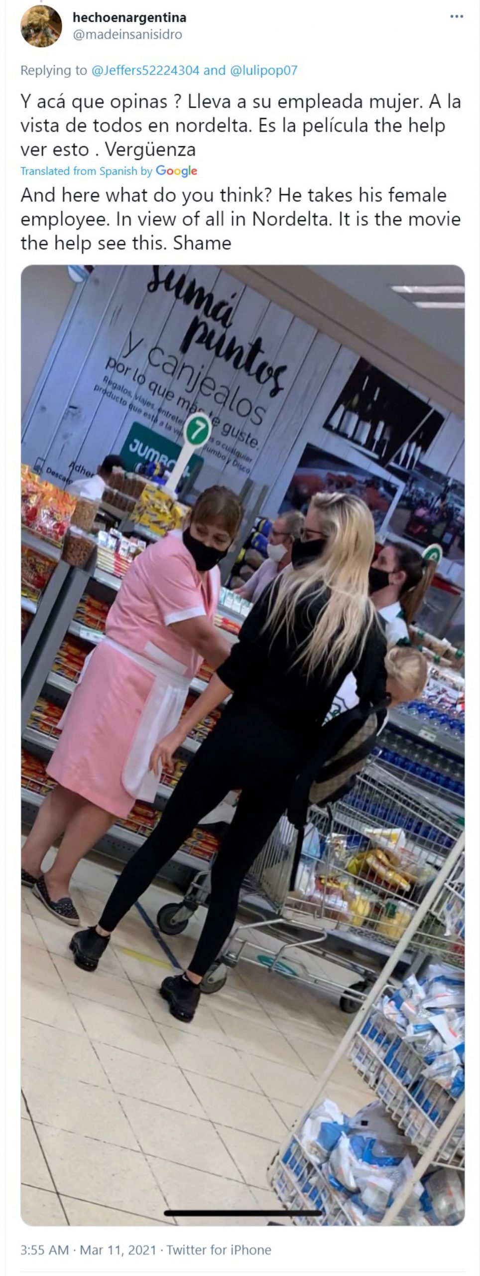 Read more about the article Argie Model Sparks Outrage After Being Snapped Shopping With Maid In Pink Uniform