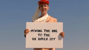 Read more about the article Emirates Celebrates Making UK Amber List By Filming Flight Attendant On Top Of Burj Khalifa
