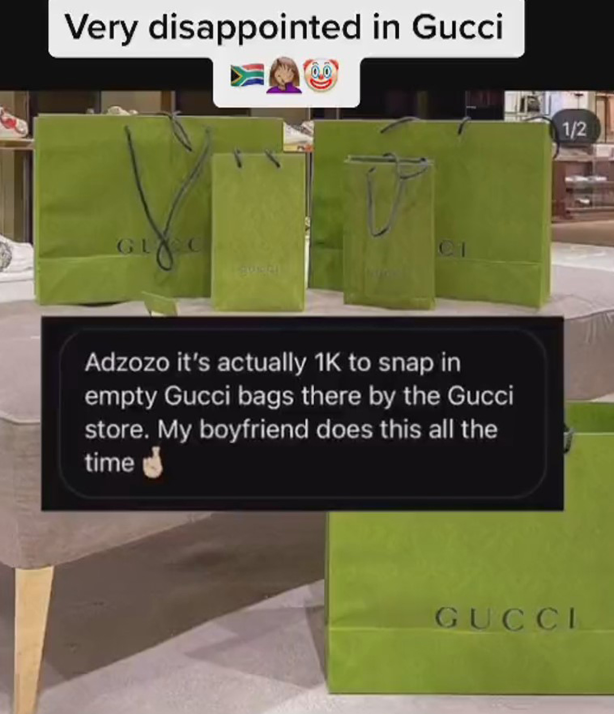 Read more about the article Gucci Store Accused Of Charging Influencers Big Bucks To Pose With Empty Branded Shopping Bags