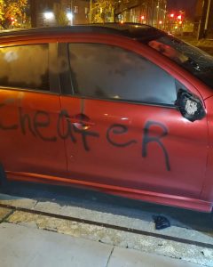 Read more about the article Angry Person Believed To Be Jilted Woman Sprays Mike Is A Cheater All Over Wrong Car Belonging To Disabled War Vet