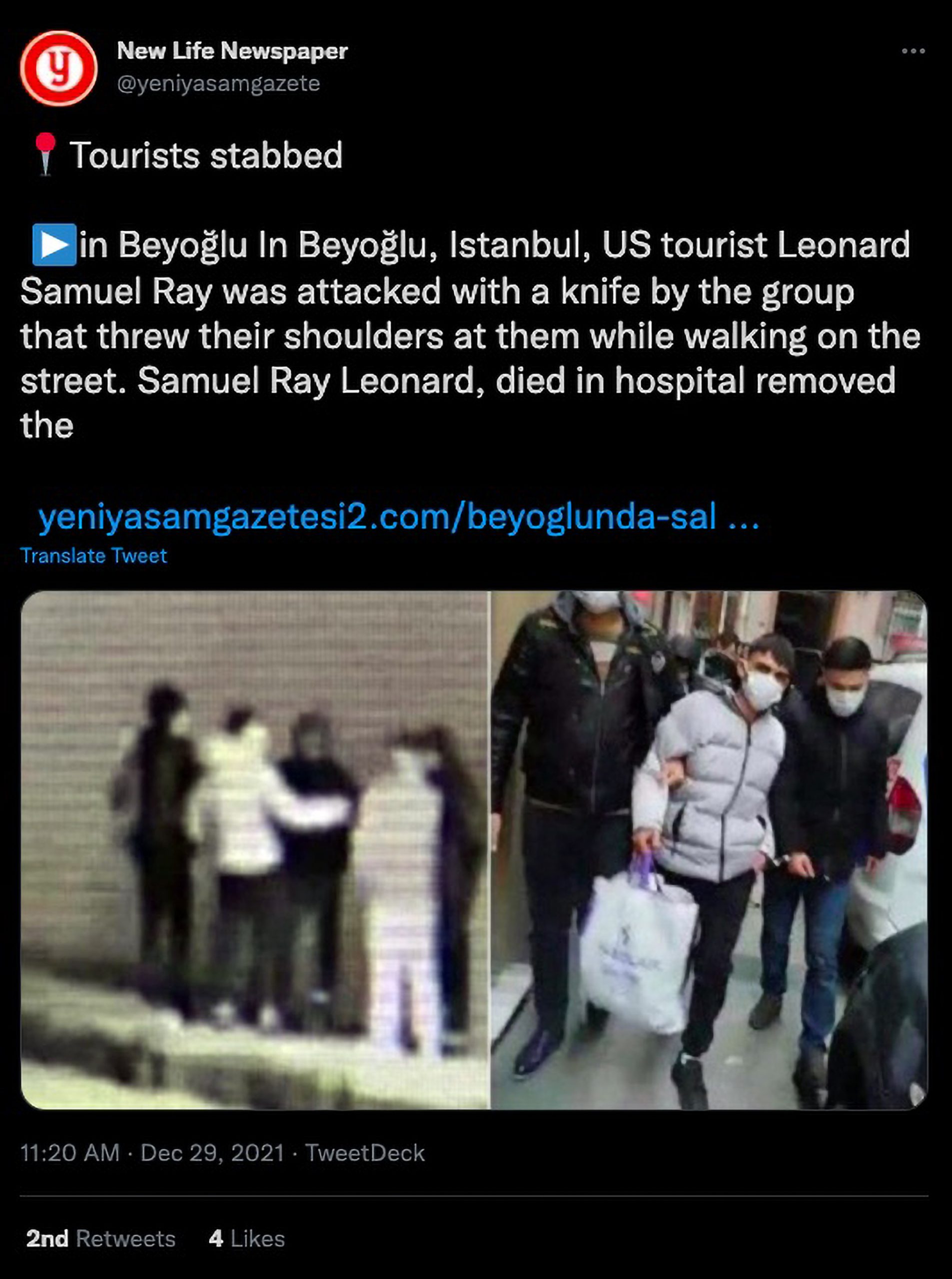 Read more about the article US Tourist Beaten And Stabbed To Death In Istanbul Side Street
