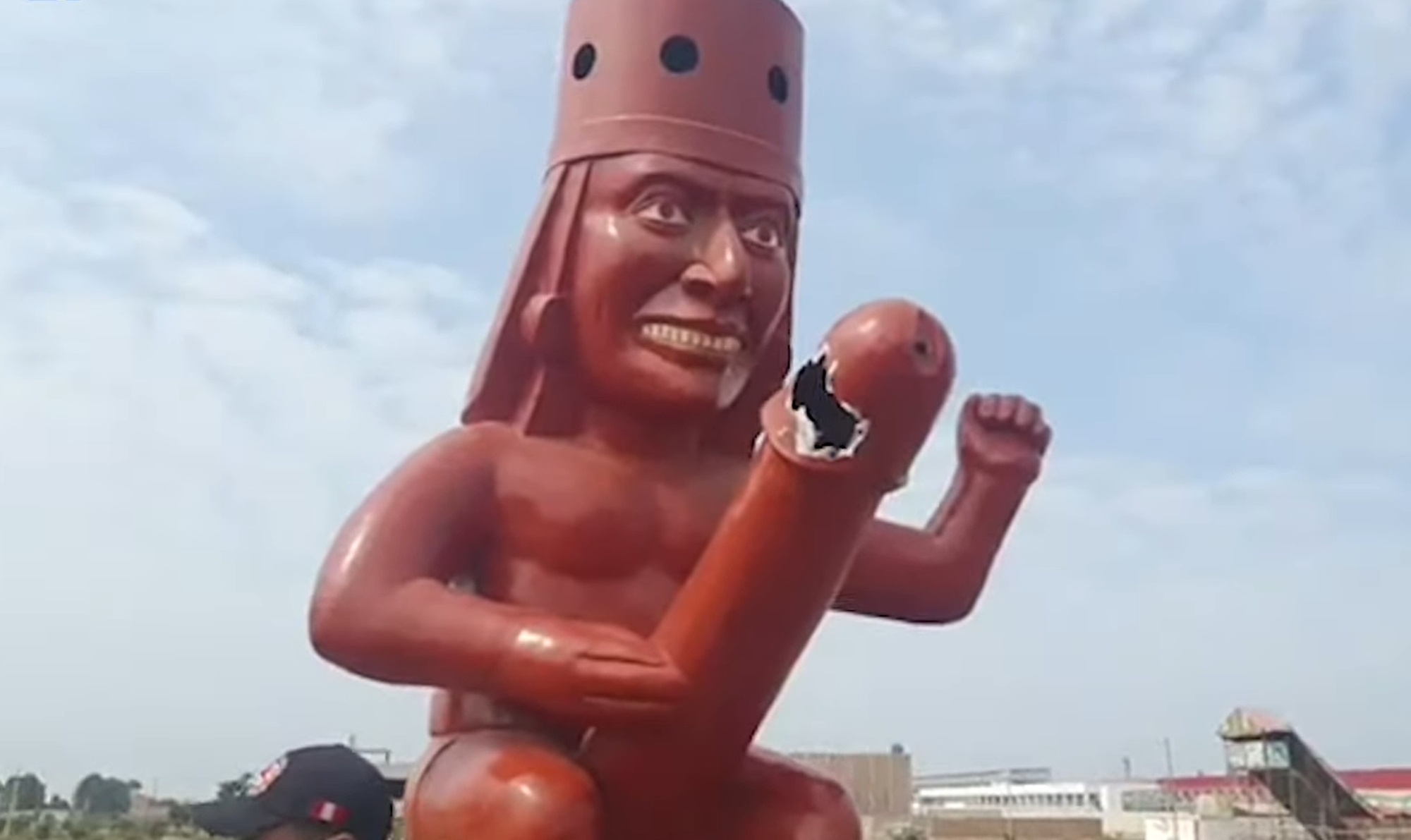 Read more about the article Molotov Cocktails Destroys Giant Phallic Statue Of Indigenous Man With Huge Member