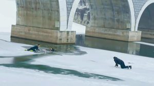 Read more about the article Young Man Rescued From Freezing River By Brave Good Samaritan With Bamboo Pole After He Fell Through The Ice