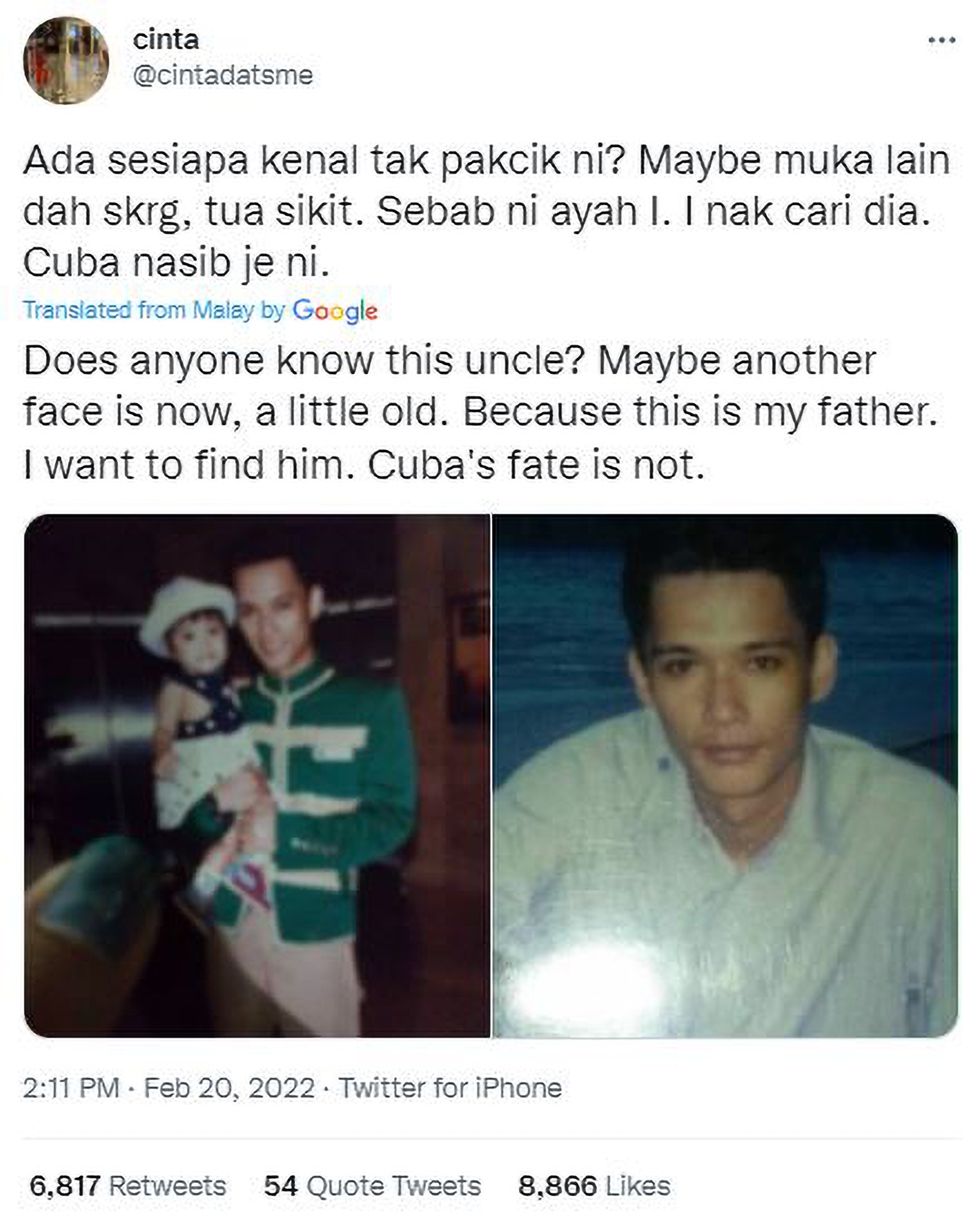 Read more about the article Malay Woman Tracks Down Dad Lost For Two Decades Within 24 Hours After Trying Her Luck On Twitter