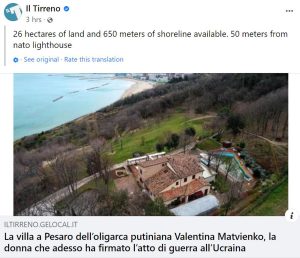 Read more about the article Putins Tsarina Who Signed Decrees Starting Ukraine War In Crosshairs Over Plush Italian Villa As Oligarch Asset Hunt Intensifies