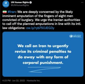 Read more about the article GUILL-TY: UN Urges Iran To Halt Finger Guillotine Verdict On Eight Burglars