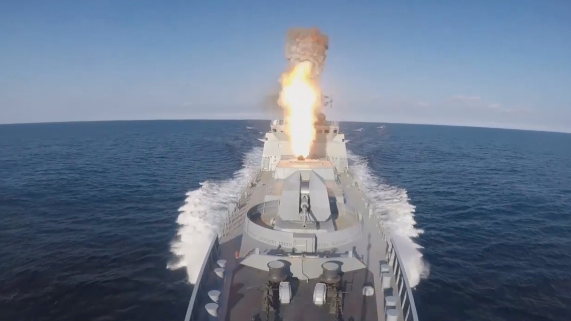 Read more about the article WAR IN UKRAINE: Russian Frigate Hurtling Through Black Sea Launches Salvo Of Missiles