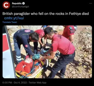 Read more about the article HOLIDAY TRAGEDY: Brit Fell To Death On Rocks In Paragliding Accident In Turkey