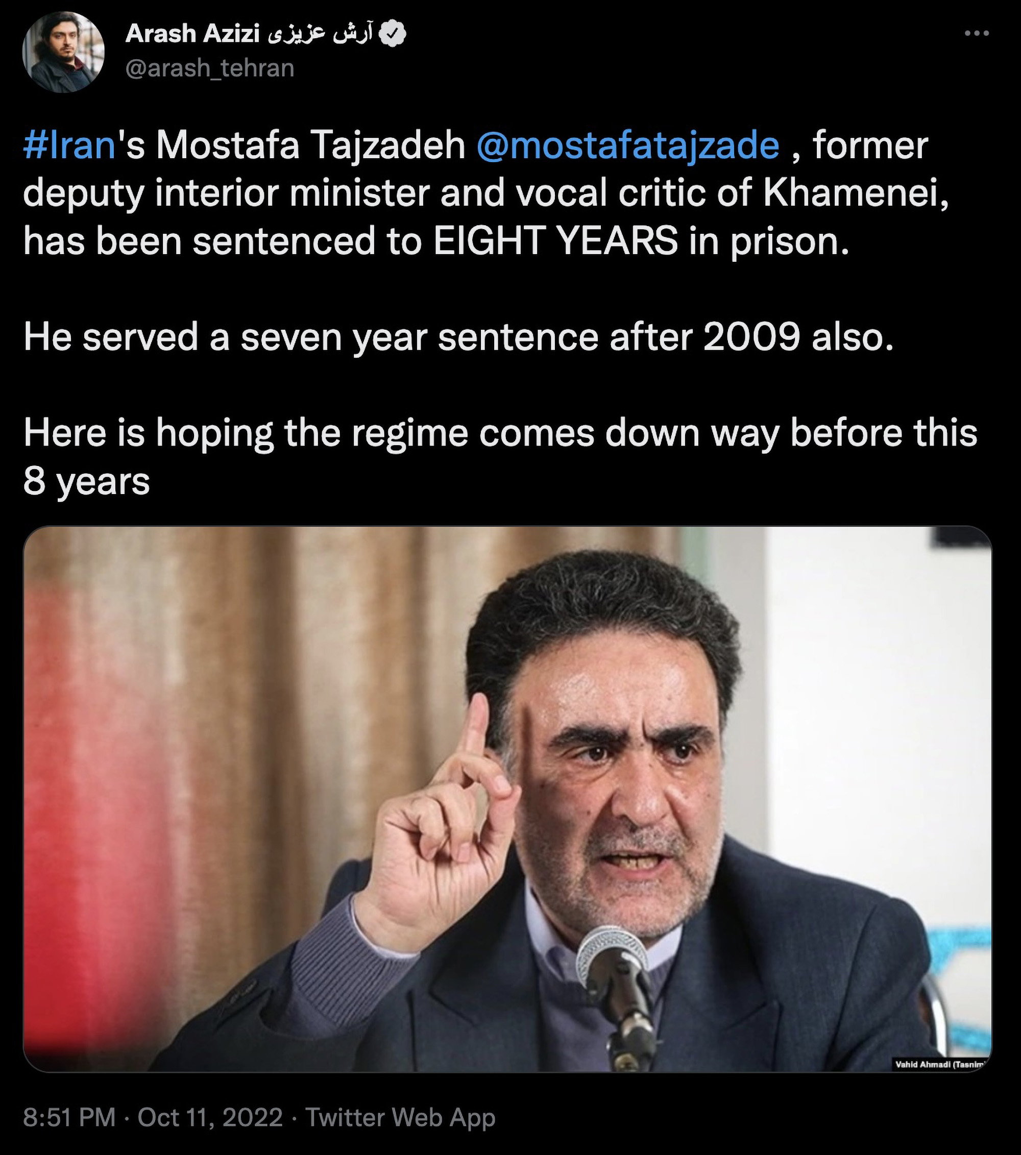 Read more about the article Politician Who Opposed Iranian Support For Putin Is Jailed For 5 Years