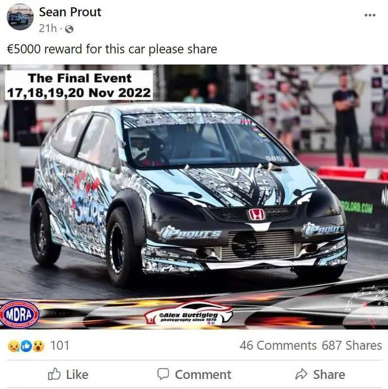 Read more about the article WHAT A DRAG: Brit Driver Offers GBP 4,300 Reward For Stolen Race Car