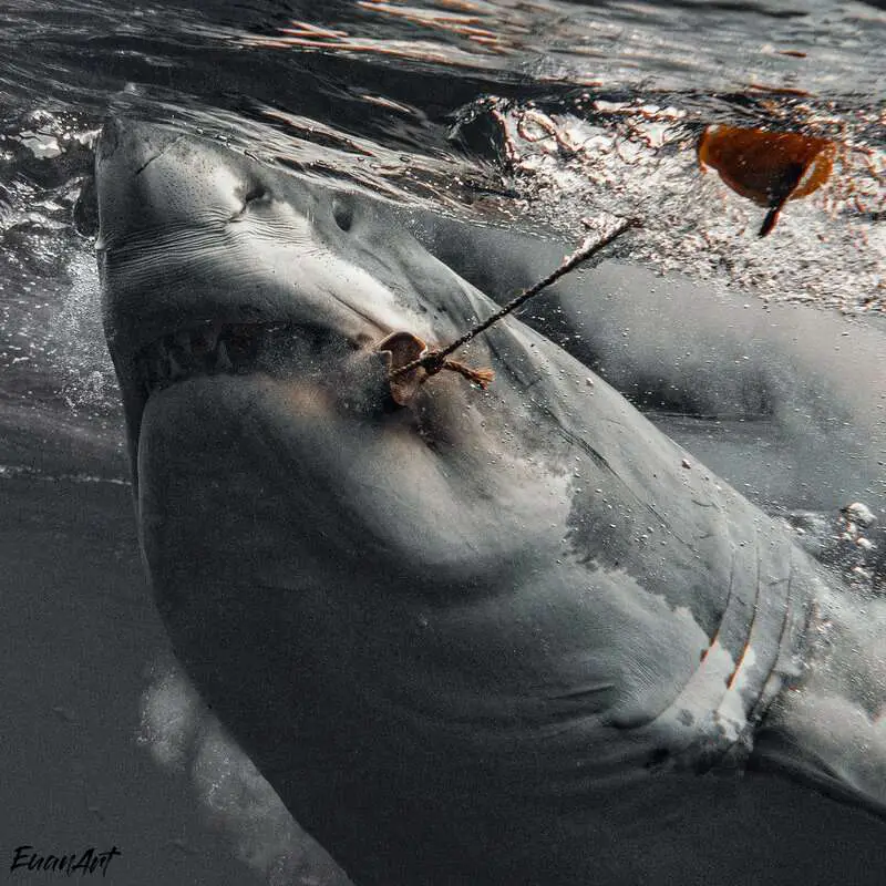 Read more about the article SHARKING HELL: Great White Shark With Huge Gash Swims Feet Away From Cameraman