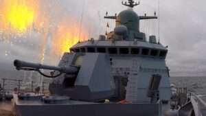 Read more about the article Russian Baltic Navy Crew Practice Shooting Target With Missile Ship’s Mounted Gun