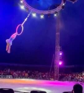 Read more about the article FROZEN HIT: Circus Acrobat Performing To Disney Classic Falls 16ft Onto Ice During Show