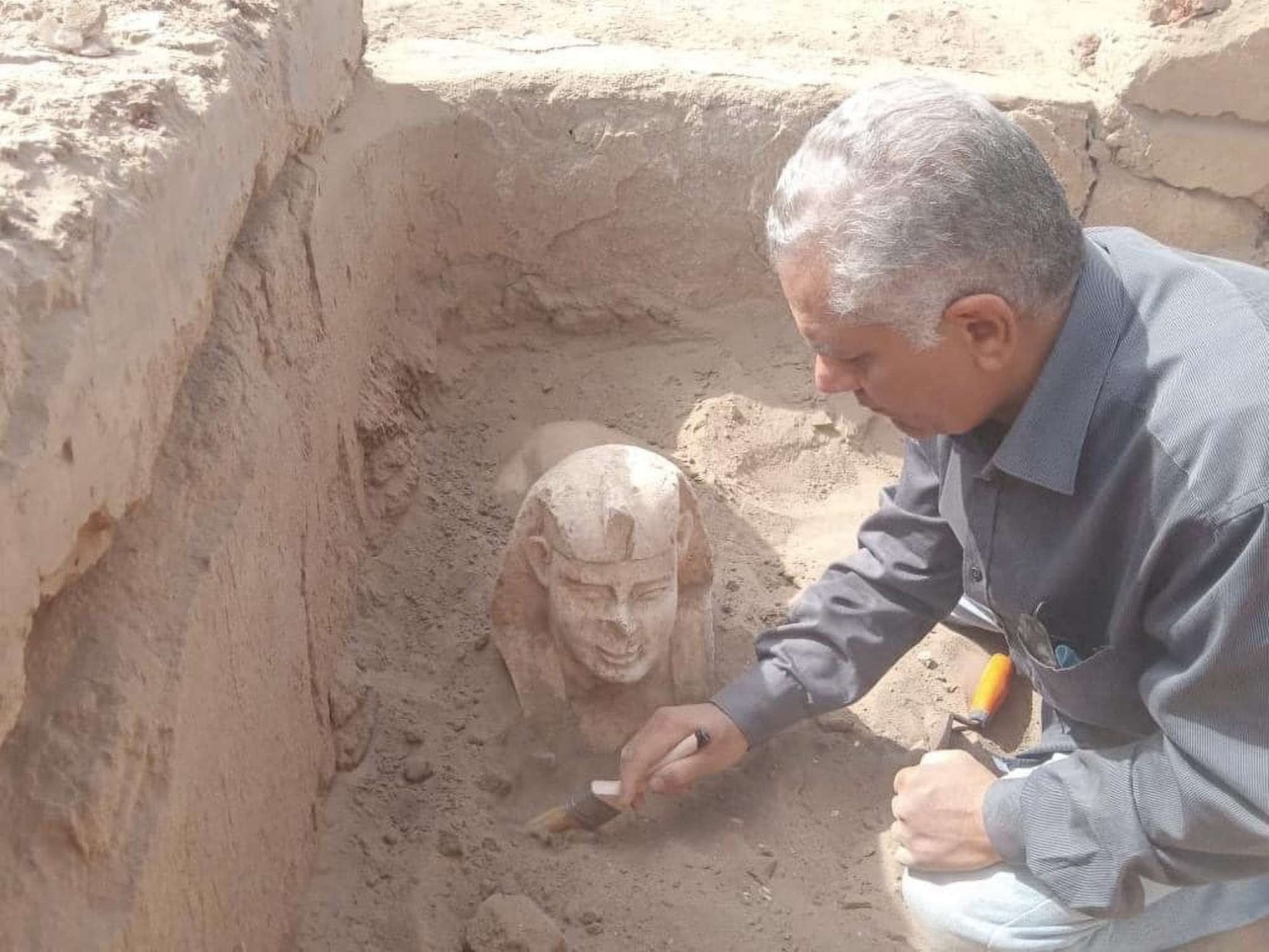 Read more about the article WOULD YOU LOOK AT CAT! 2,000-Year-Old Sphinx-Like Statue Unearthed In Egypt