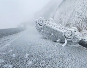Read more about the article Man’s Car Freezes On Mountain Road Following Overturning Accident